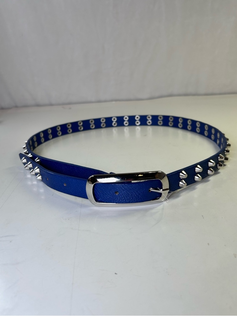NWT Blue Studded Statement Belt – Silver Hardware – Punk Rock Y2K